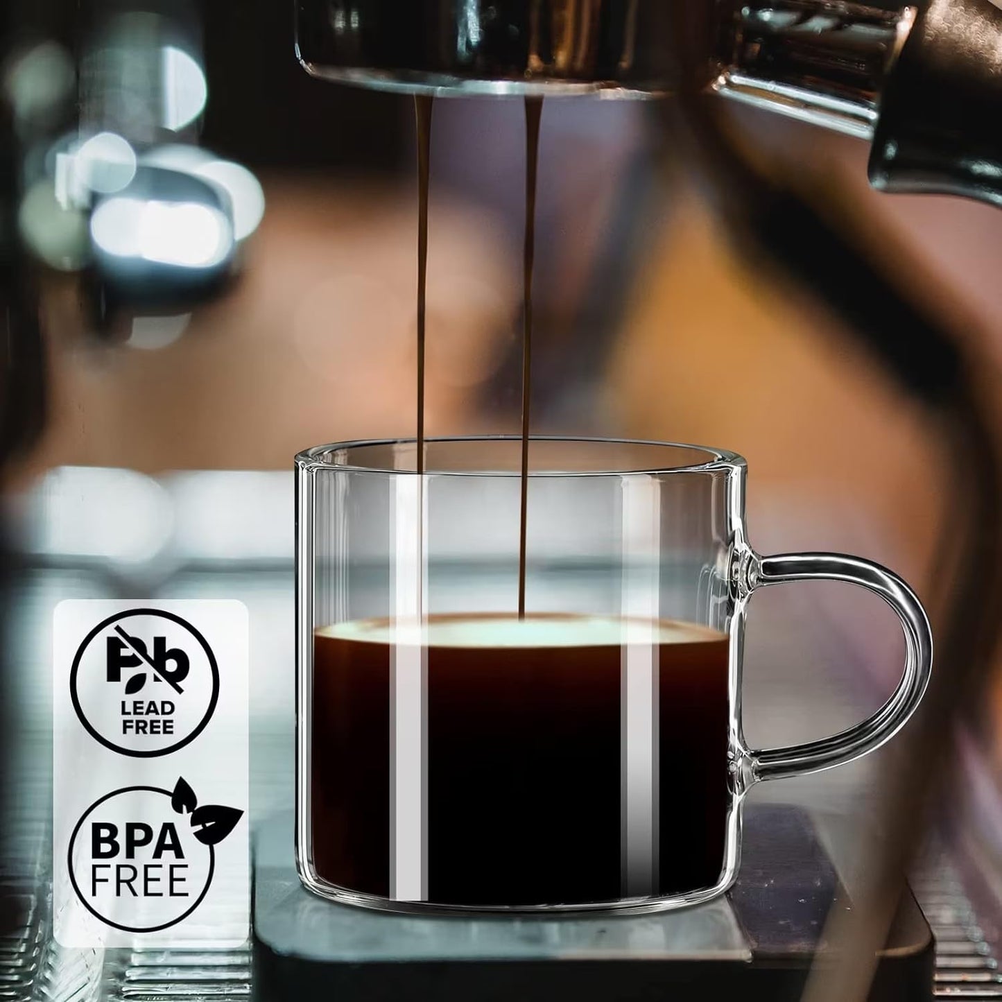 Baalaka Espresso Cups, 4.3 Oz Espresso Shot Glass Set of 2