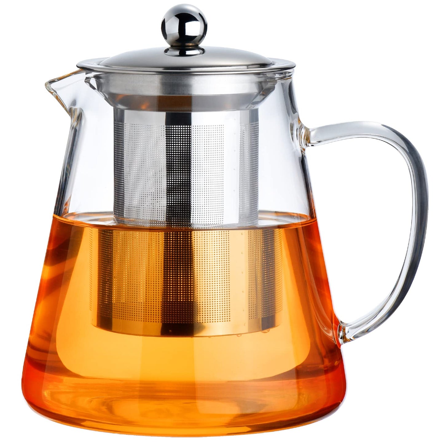Baalaka Borosilicate Glass Teapot - 18.6OZ Stovetop with 18/8 Steel Inf, Blooming/Loose Tea Maker for Camping & Travel