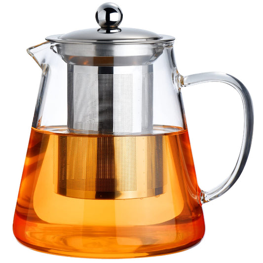 Baalaka Borosilicate Glass Teapot - 18.6OZ Stovetop with 18/8 Steel Inf, Blooming/Loose Tea Maker for Camping & Travel