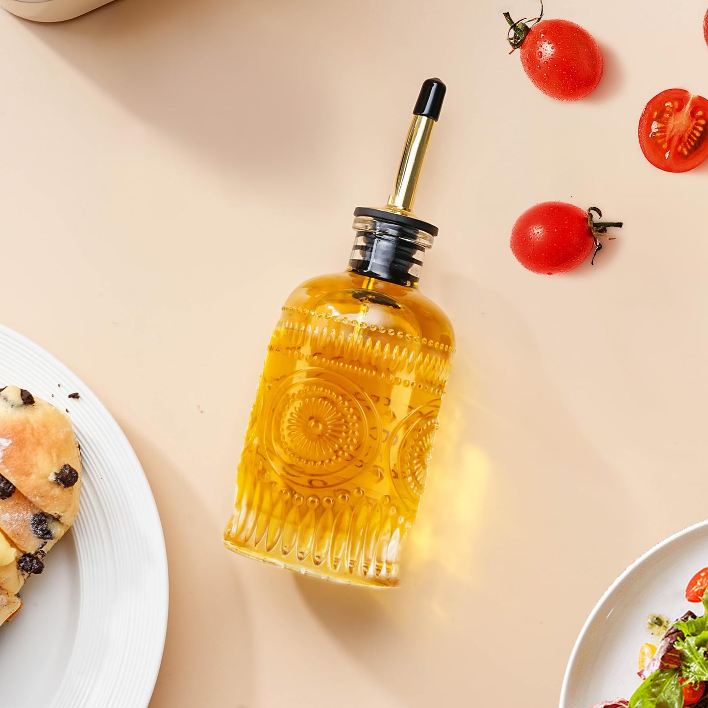 Baalaka Olive Oil Dispenser Bottle Glass 7 oz with Airtight Lid