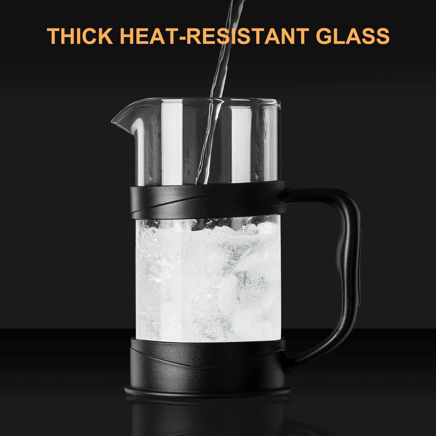 Baalaka French Press Coffee/Tea Maker 304 Stainless Steel Filter and Heat Resistant Glass 11.8oz, Black
