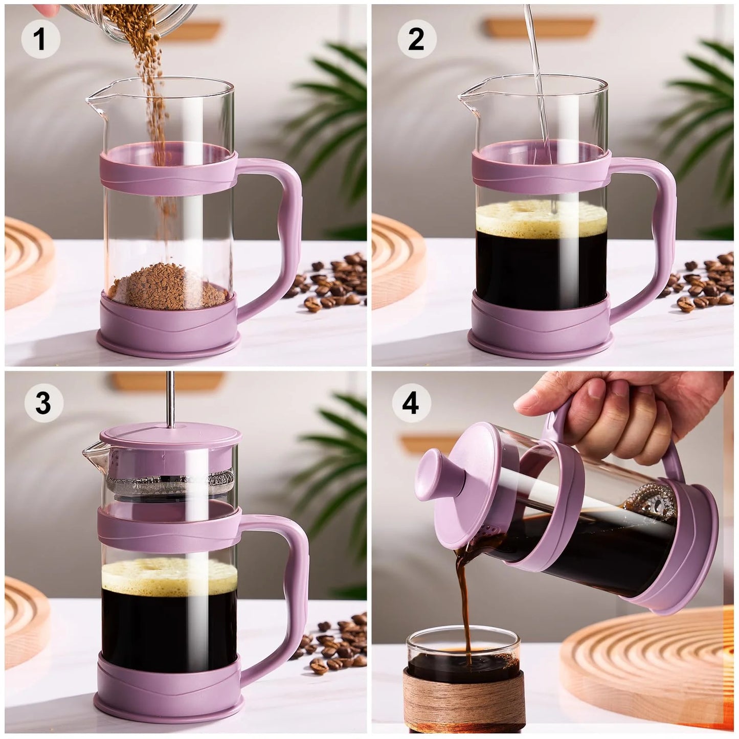 Baalaka French Press Coffee Maker, 18/8 Stainless Steel, 11.8 OZ, Mini Camping Press for Travel & Home Use, Perfect Gift