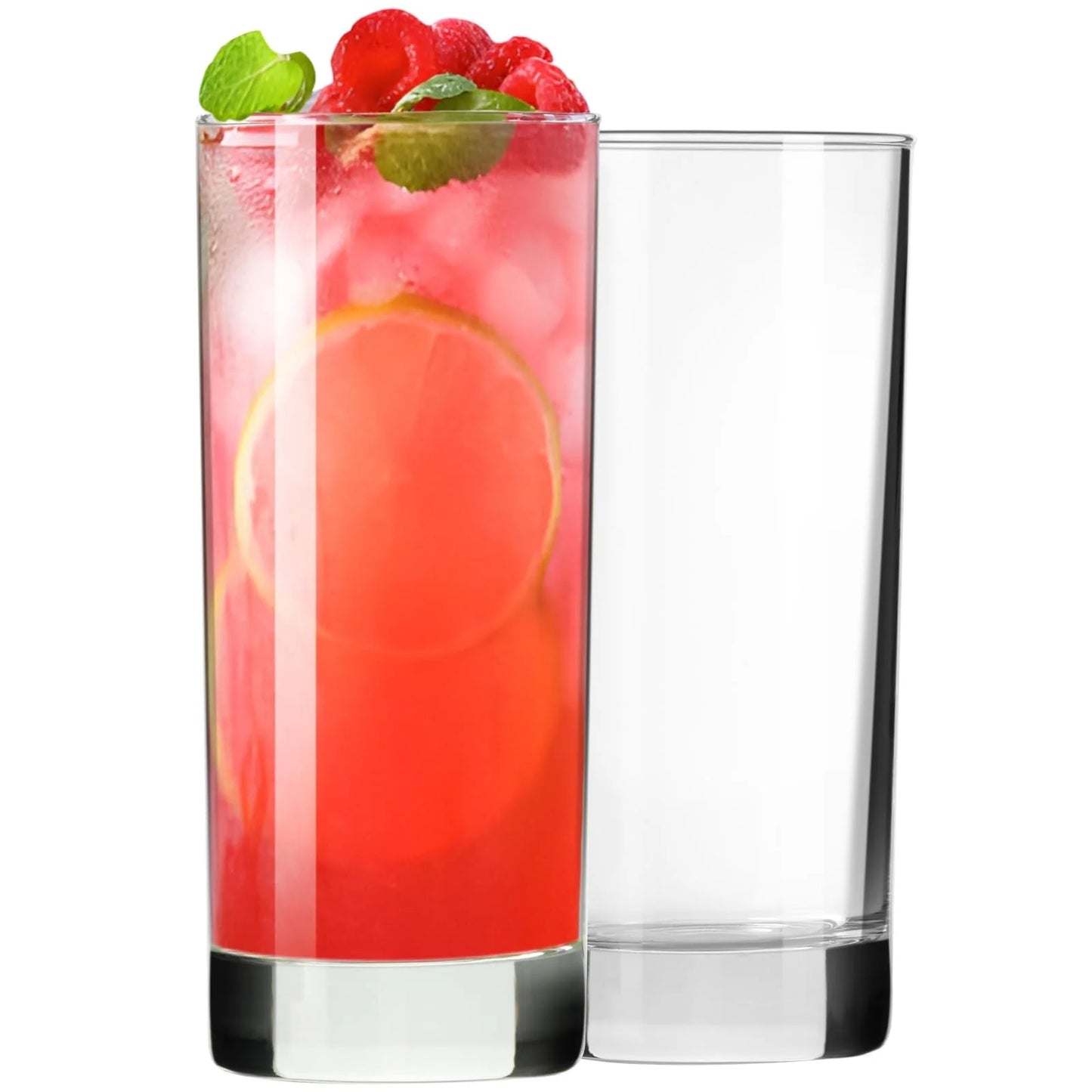 Baalaka Clear Highball Glasses Set of 2 - 10oz Tall Tumbler for Cocktail, Mojito & Iced Coffee, Bar & Home Glassware