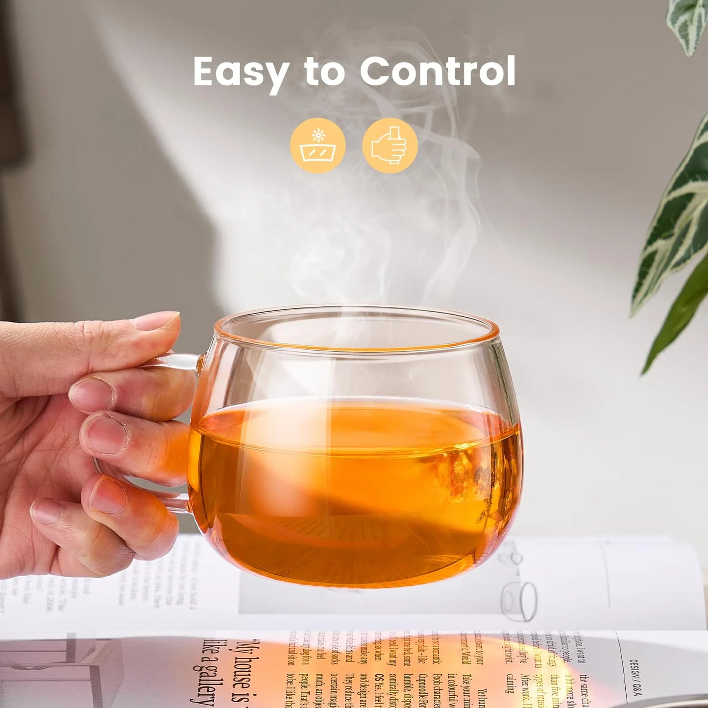 Baalaka Tea Cup with Infuser and lid, Glass Tea Cup of Heat Resistant Glass, 13oz Tea Mug, Clear Teacup for Loose Tea, Blooming Tea, Tea Bag, Tea Cup with Strainer for Family Daily