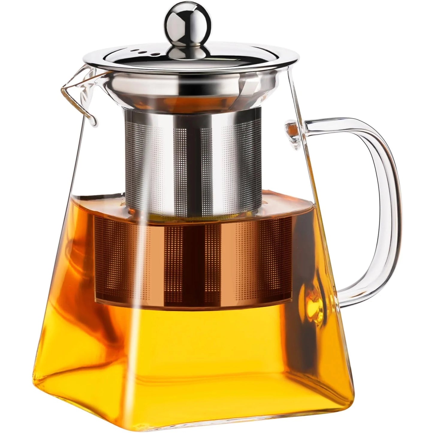 Baalaka Glass Teapot Stovetop 18.6oz with, Borosilicate Clear Tea Kettle with Removable 18/8 Stainless Steel Infuser