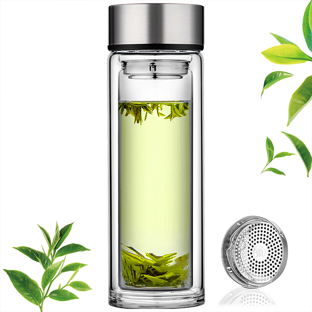 Glass Teapot Double Layer Borosilicate Portable Travel Cup Tea