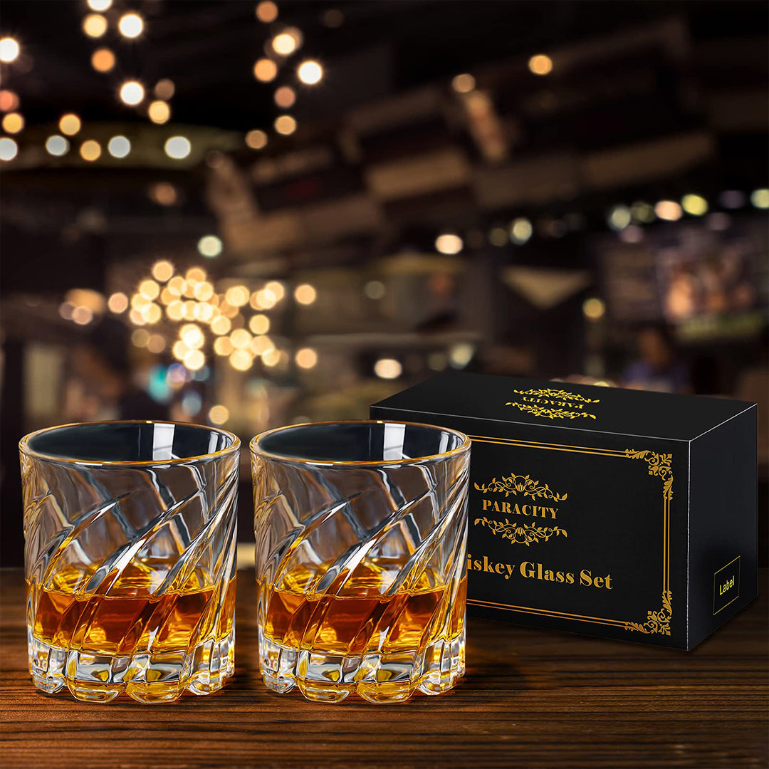 PARACITY Spinning Whiskey Glasses Set of 2