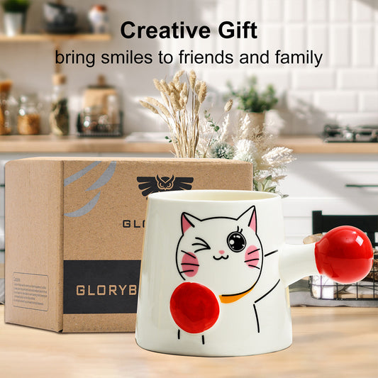 😽PARACITY Boxing Cat Cute Coffee Mug, Funny Ceramic Kitten Coffee Mug 🎁