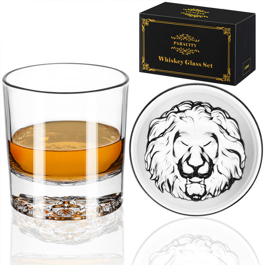 PARACITY Whiskey Glasses,10.6oz Old Fashioned Glasses for Whiskey, Gin, Vodka, Whiskey Glasses Set of 2, Gift for Men, Father's Day Gift