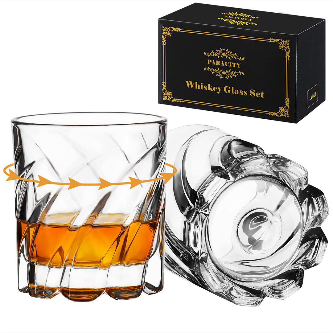 PARACITY Spinning Whiskey Glasses Set of 2