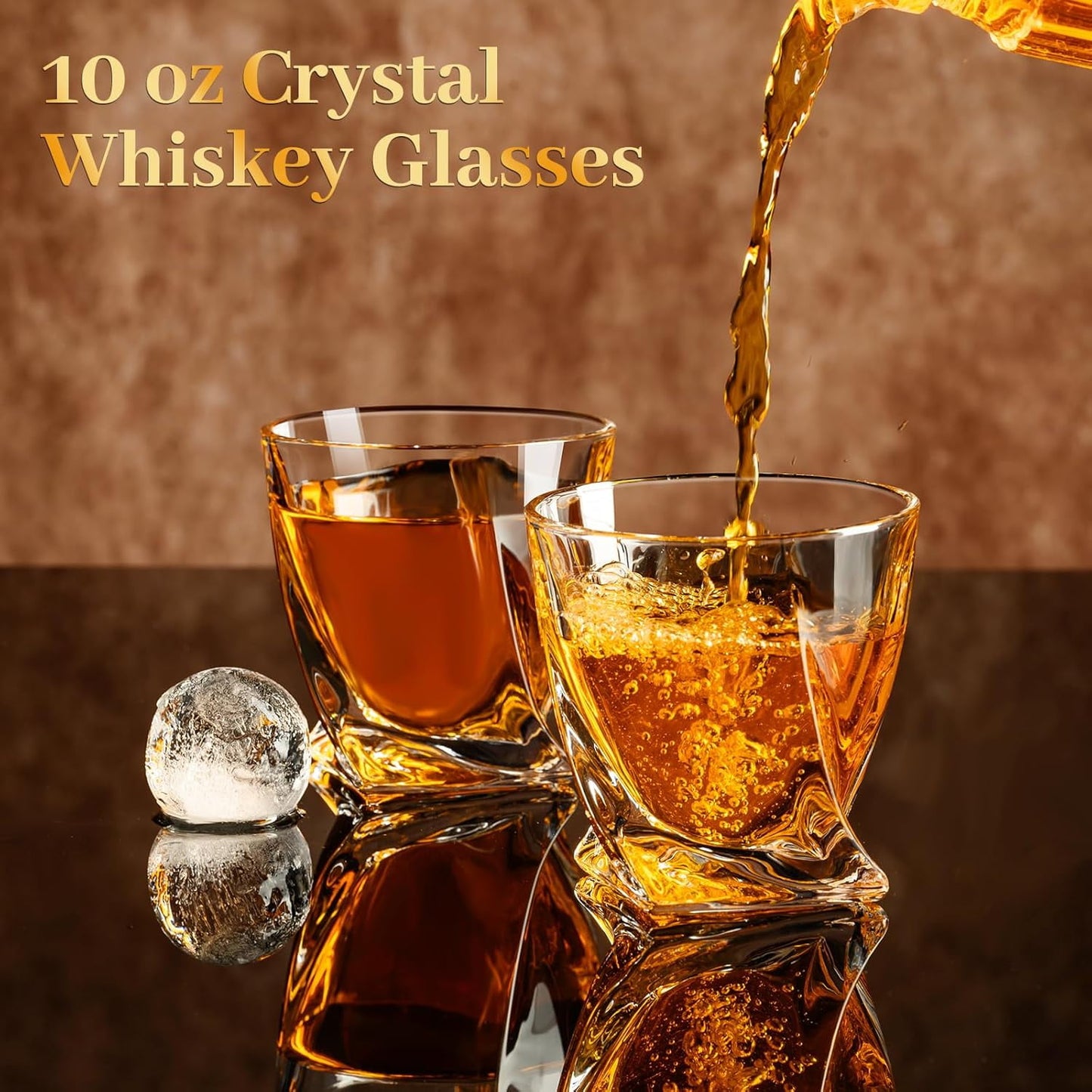 Baalaka Whiskey Glasses Set of 2, Old Fashioned Cocktail Glass, 10 OZ Whiskey Glasses, Bourbon Glasses, Rocks Glasses for Scotch, Liquor Vodka, Bourbon, Whiskey Gifts for Men, Husband, Boyfriend