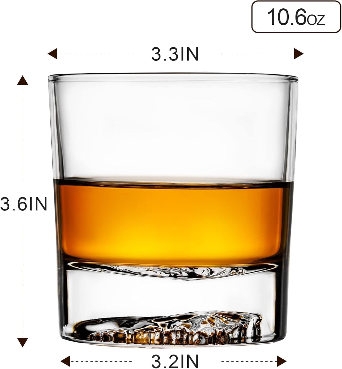 Baalaka Whiskey Glasses, Eagle Pattern Thick Bottom, Old Fashioned Glasses for Scotch, Whiskey, Gin, Vodka, 10.6oz Whiskey Glasses Set of 2, Gift for Men