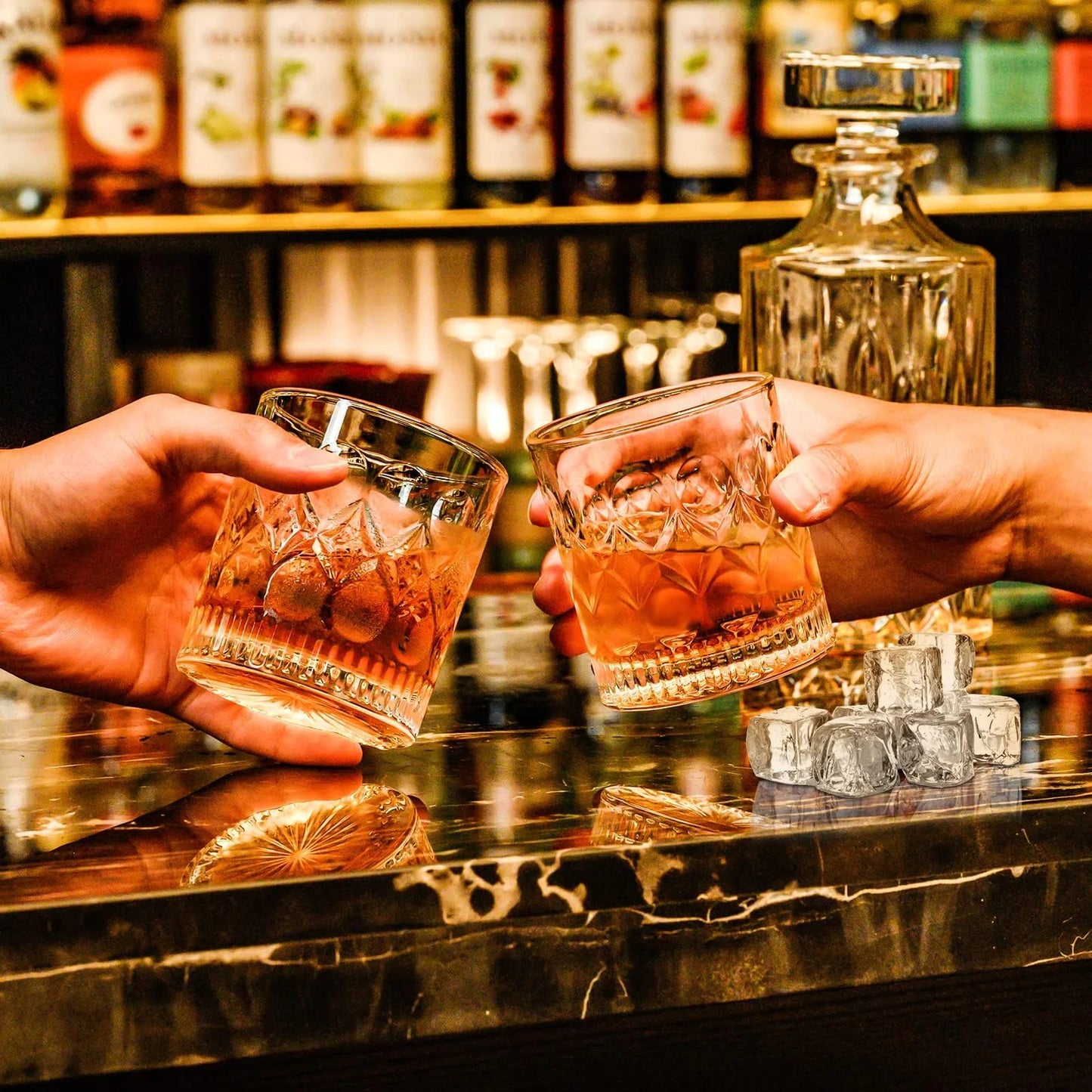 Baalaka Whiskey Glasses Set of 2,christmas gift, Old Fashioned Glasses, Rocks Glasses, Bourbon Glasses, Suitable for use in Bars, Parties, and Homes, The Right Gift for Men, Father 's Day Gift