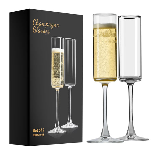 Baalaka Champagne Flutes, Champagne Glasses Set of 2