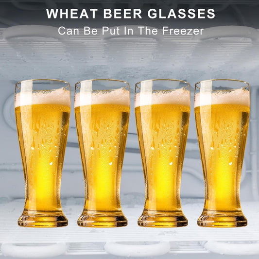 Baalaka 16 oz Beer Glasses Set of 4 (Pint & Pilsner), Wheat Beer Drinking Gift for Men