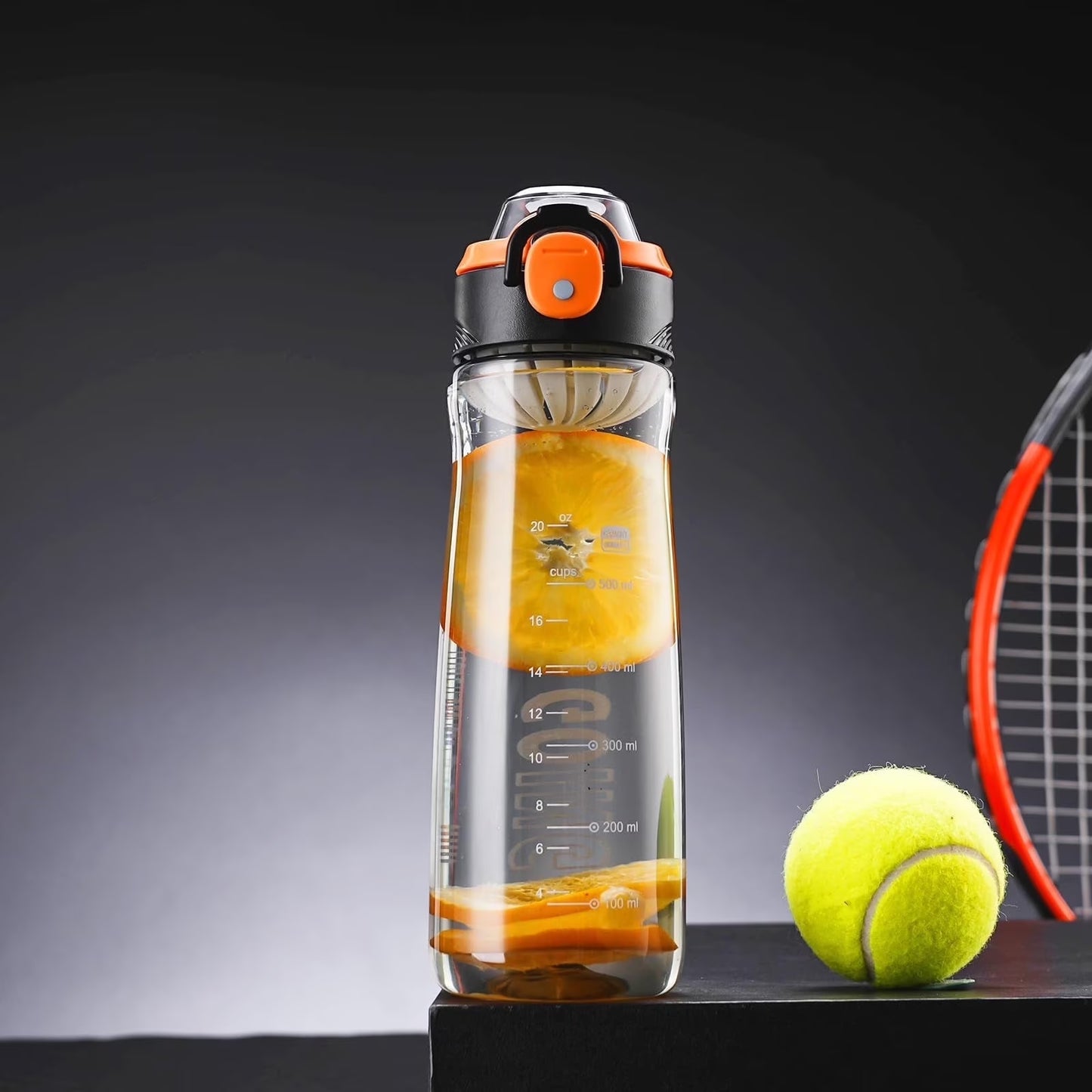 Baalaka 27OZ Reusable Plastic Water Bottle, Clear with Measurements