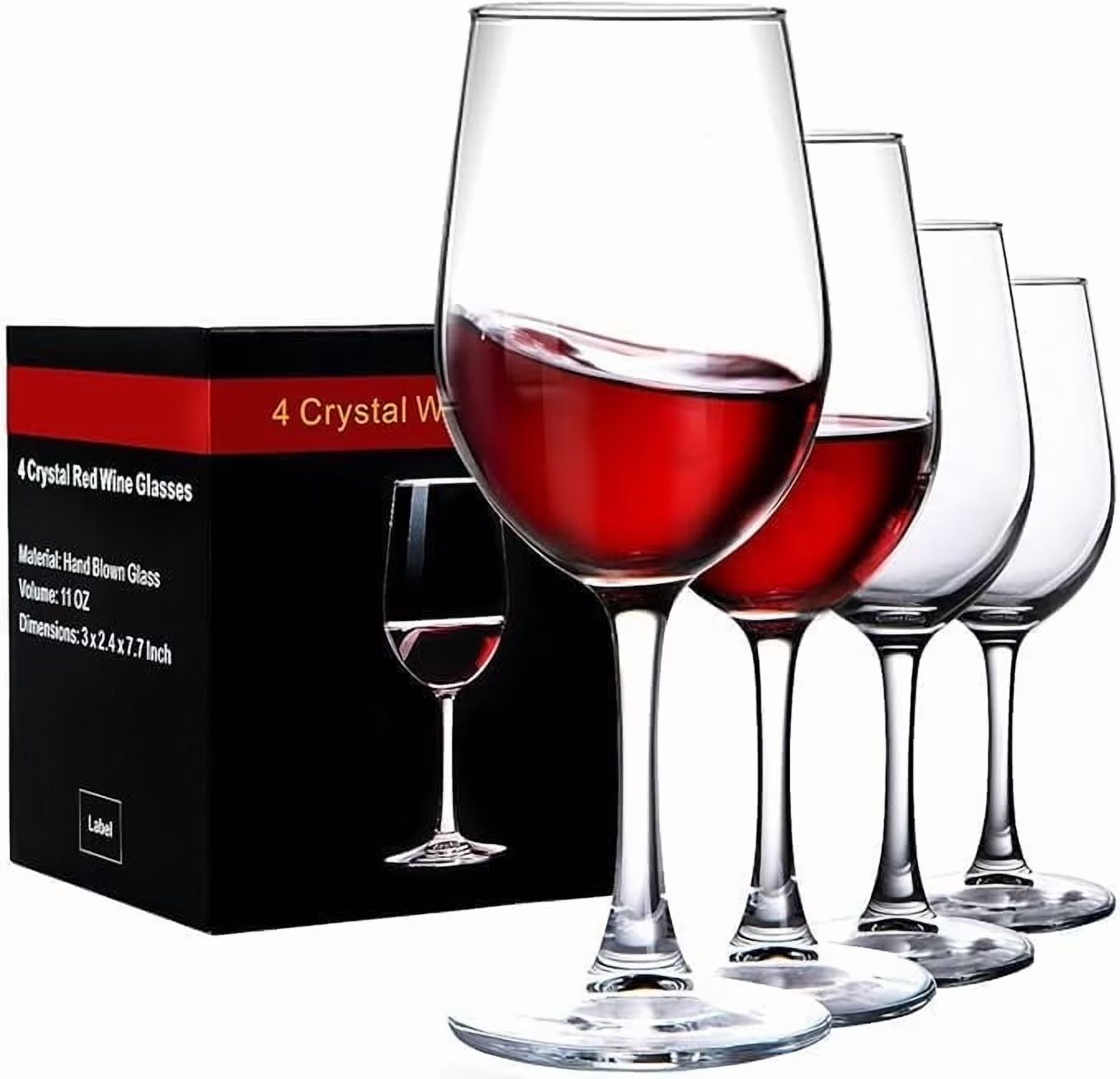 Baalaka Wine Glasses Clear Red White Wine Glass Goblets Crystal Stemware (4PCS)