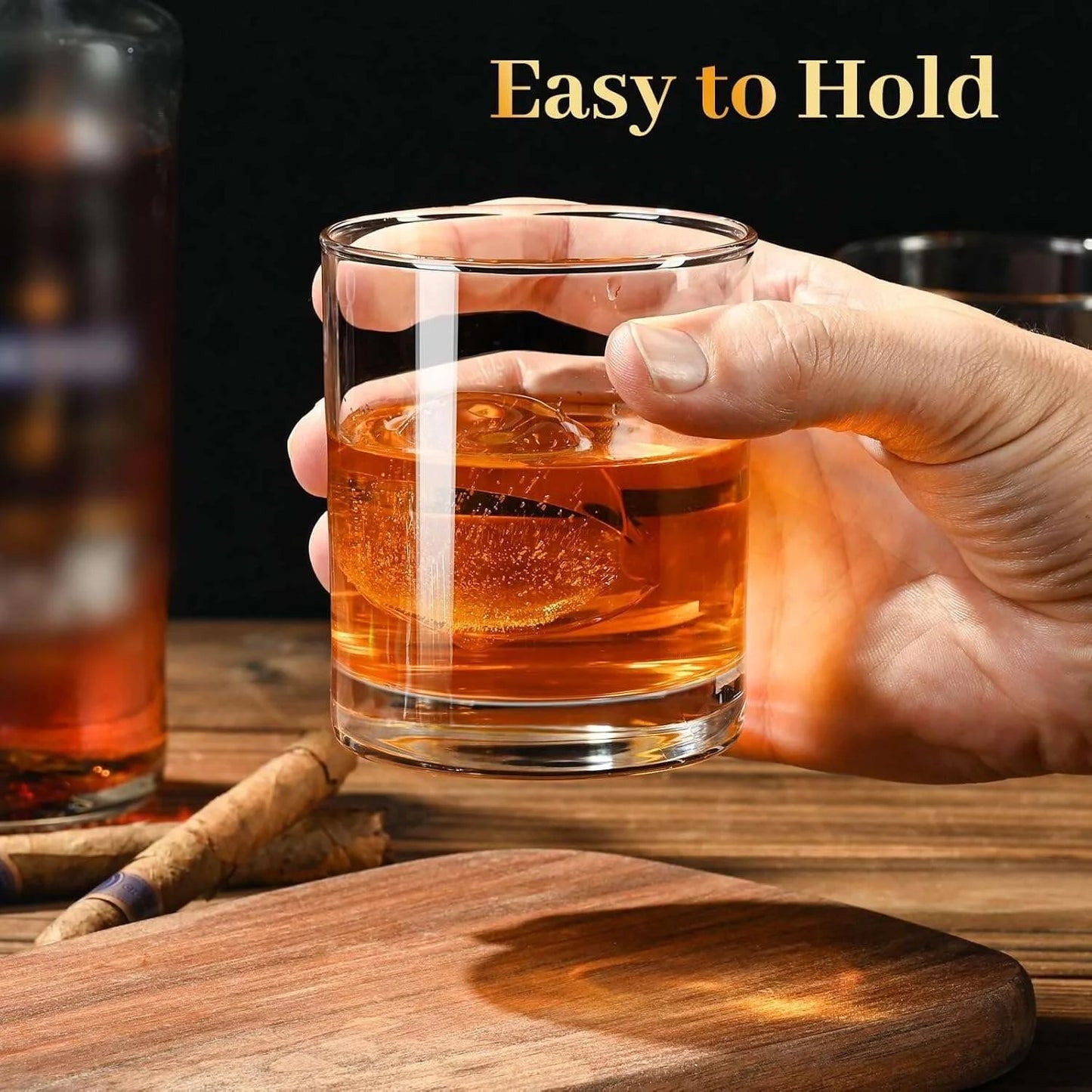 Baalaka 10oz Whiskey Glasses Set of 2, Old Fashioned Cocktail Glass