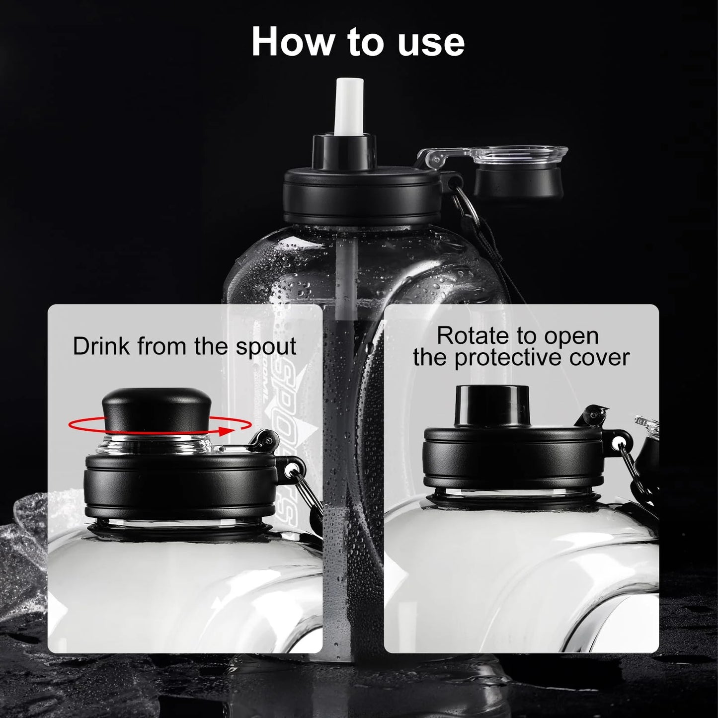 Baalaka 95OZ Large Water Bottle with Straw & Handle - BPA-Free Eco-Friendly for Sports, Gym, Hiking | Leakproof Design