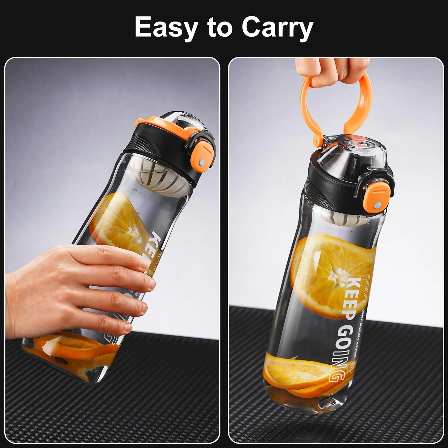 Baalaka 27OZ Reusable Plastic Water Bottle, Clear with Measurements