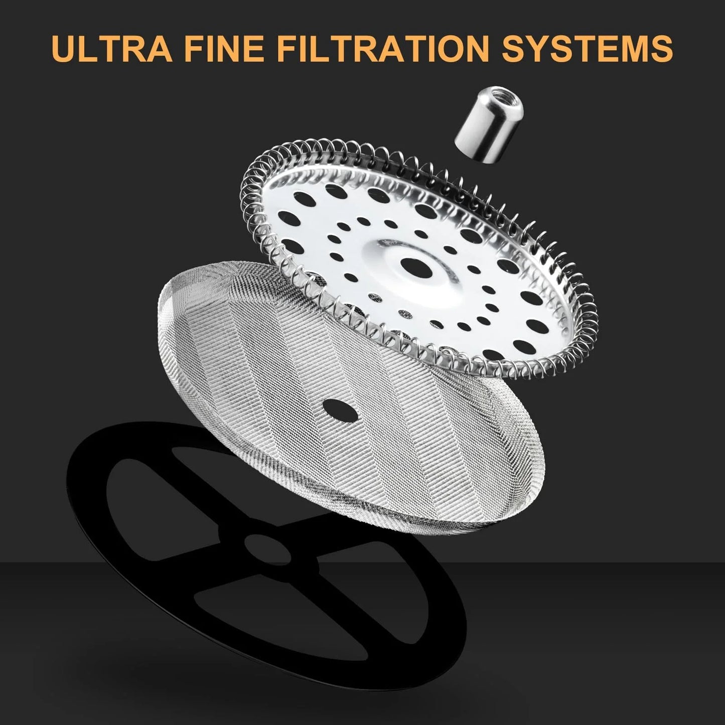 Baalaka French Press Coffee/Tea Maker 304 Stainless Steel Filter and Heat Resistant Glass 16oz, Black