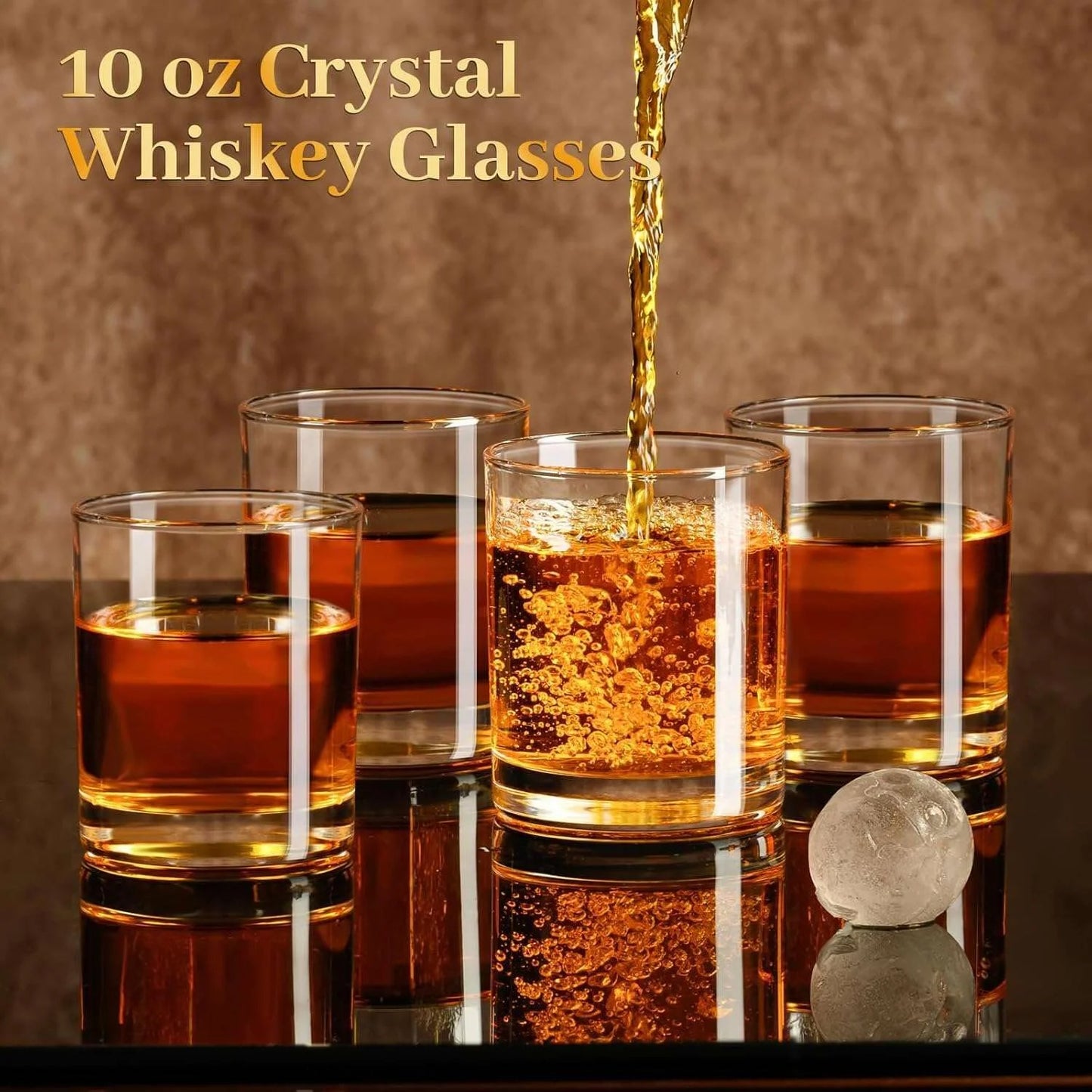 Baalaka 10oz Whiskey Glasses Set of 2, Old Fashioned Cocktail Glass