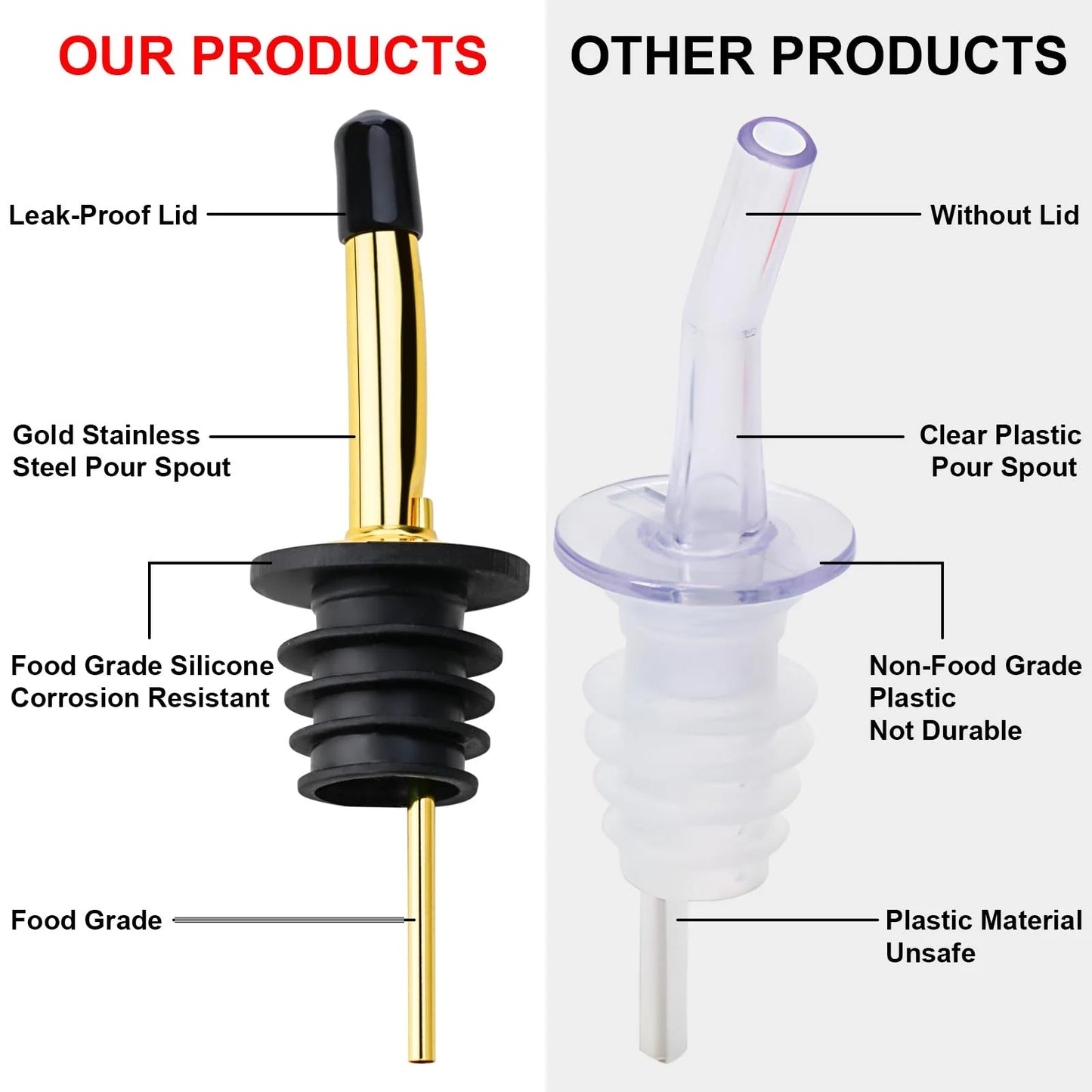 Baalaka Olive Oil Dispenser Bottle with Metal Spout, Glass Oil Container for Kitchen - 7oz, 2pcs