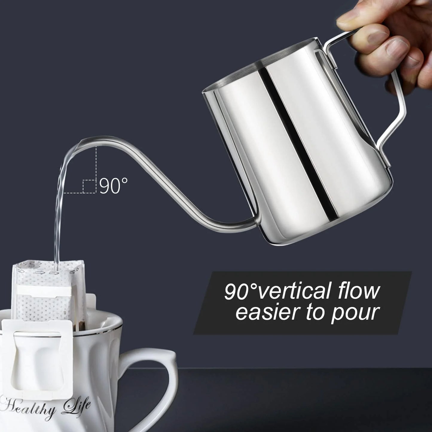 Baalaka Pour Over Kettle, Gooseneck Spout Coffee Tea Pot,12OZ Hanging Ear Hand Blunt Long Narrow Drip Cup Gooseneck Kettle