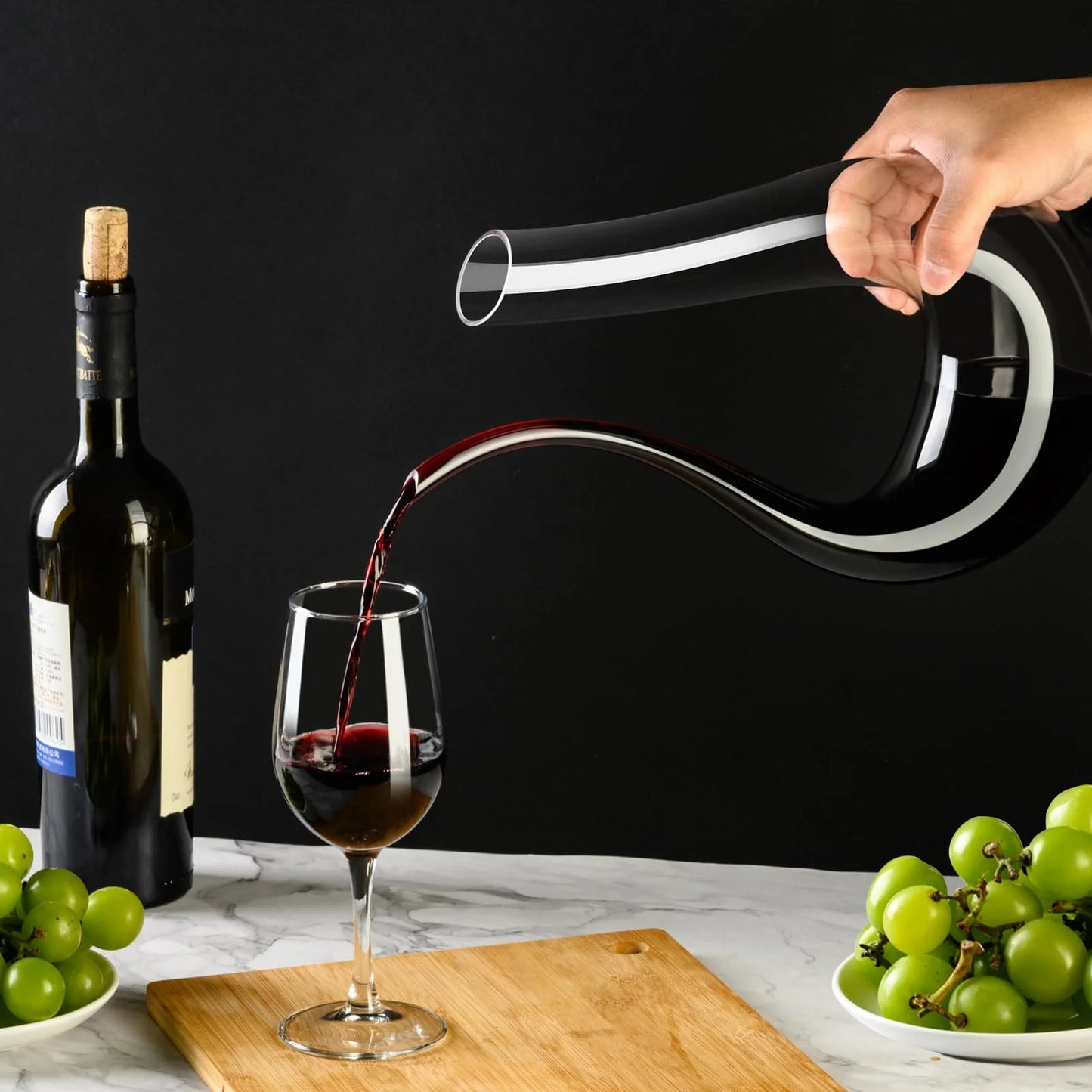 Baalaka Wine Decanter, Hand Blown Lead-Free Crystal Glass Red Wine Decanter