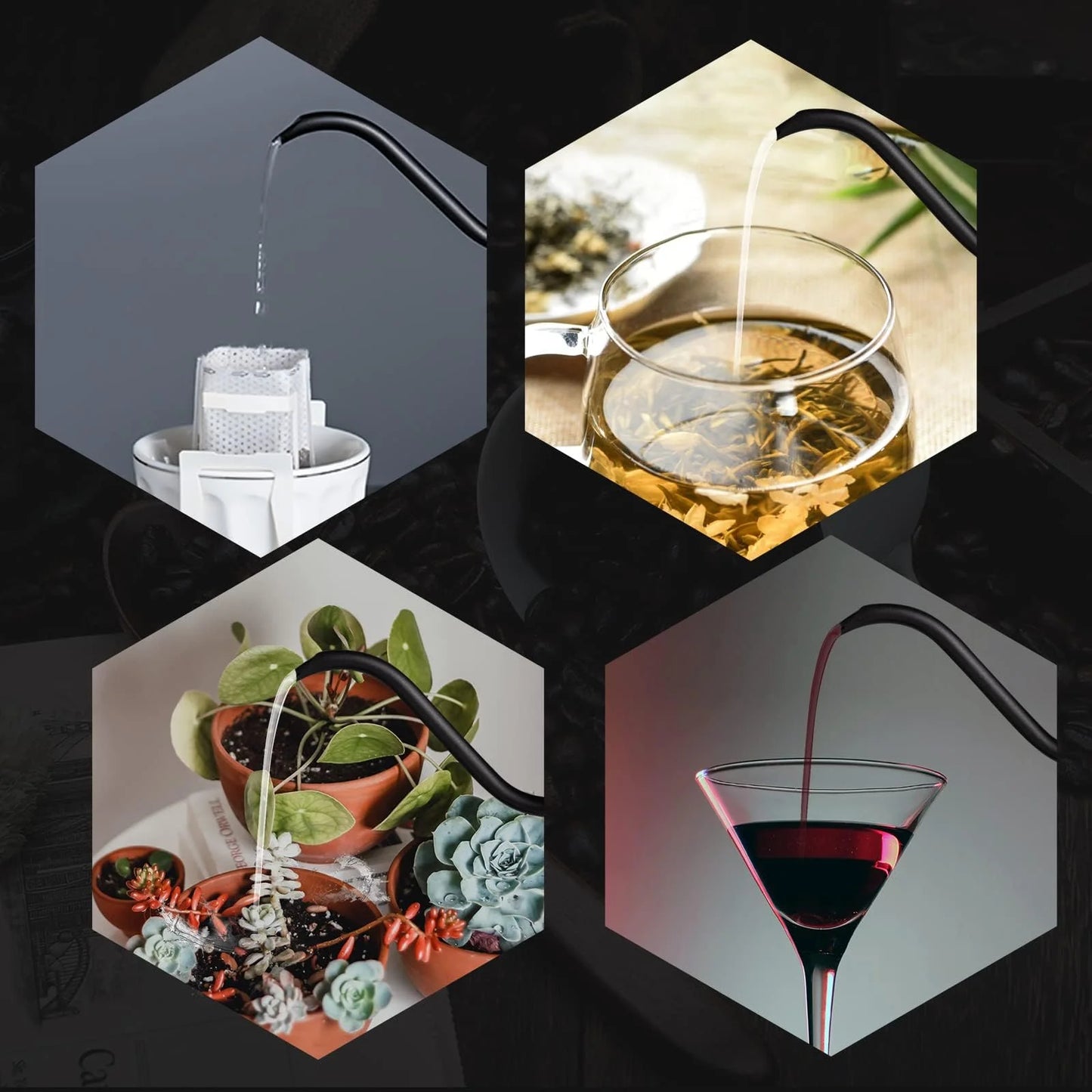 Baalaka 12oz Pour over Coffee Kettle, Gooseneck Spout, Hanging Ear Handle, Long Narrow Drip, Coffee & Tea Pot for Camping & Travel