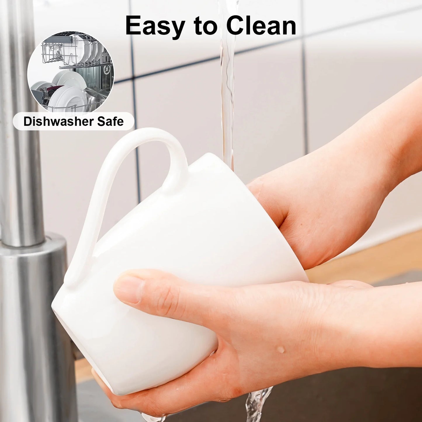 Baalaka Ceramic Coffee Mugs Set of 2 - 12oz Chip-Resistant for Latte/Tea/Cocoa, Microwave & Dishwasher Safe