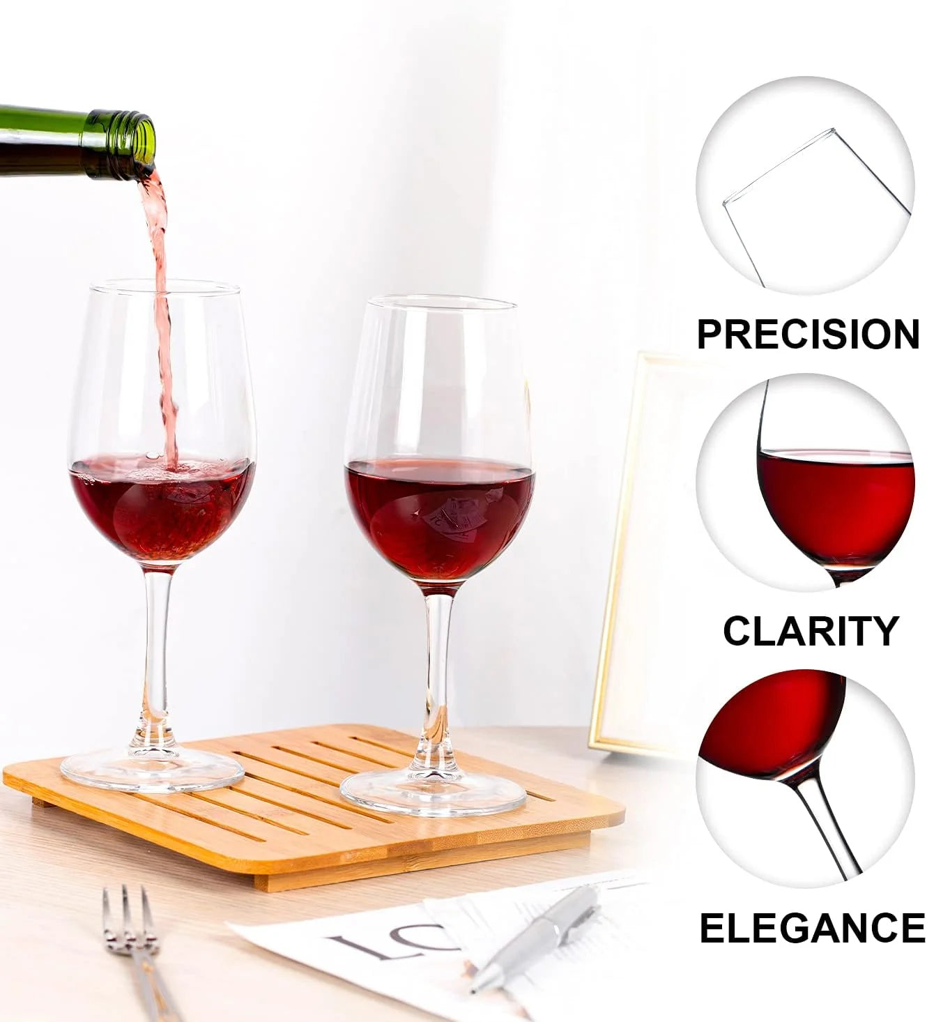 Baalaka Wine Glasses Clear Red White Wine Glass Goblets Crystal Stemware (4PCS)