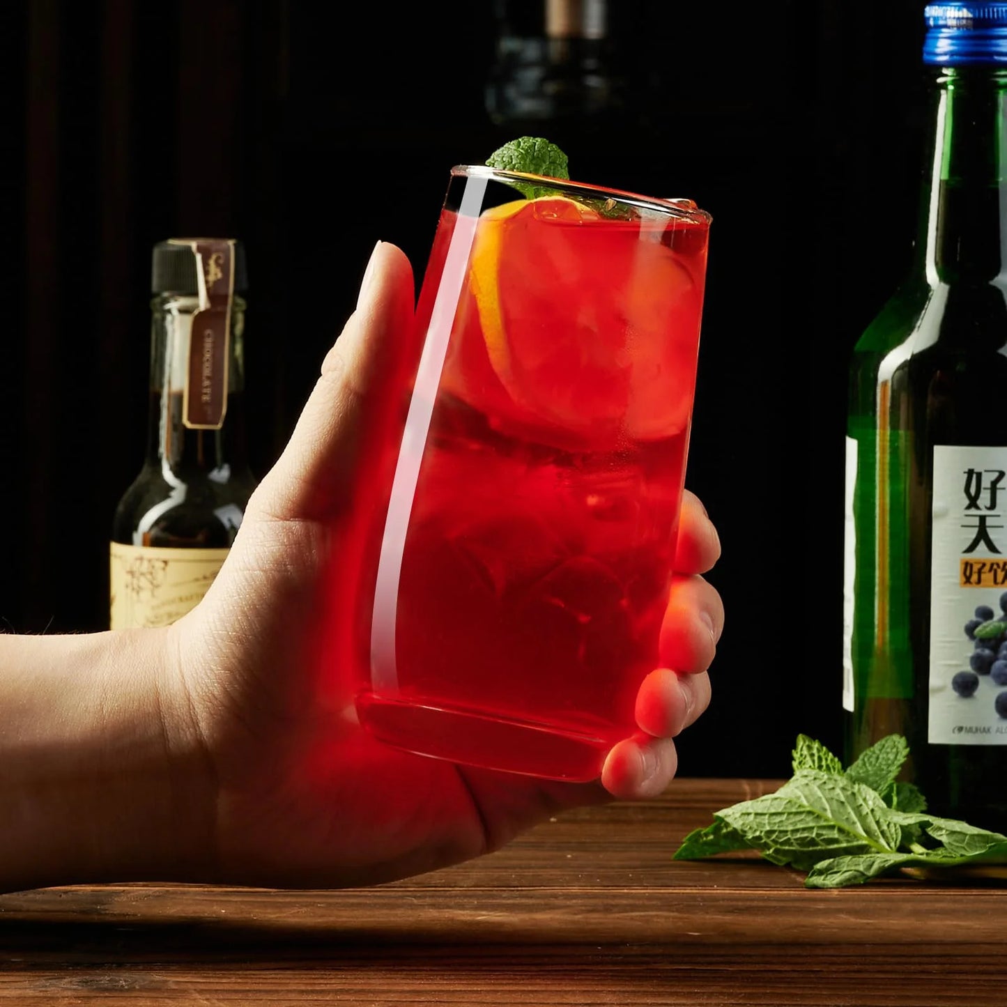 Baalaka Highball Glasses Set of 2, Drinking Glasses 12 oz