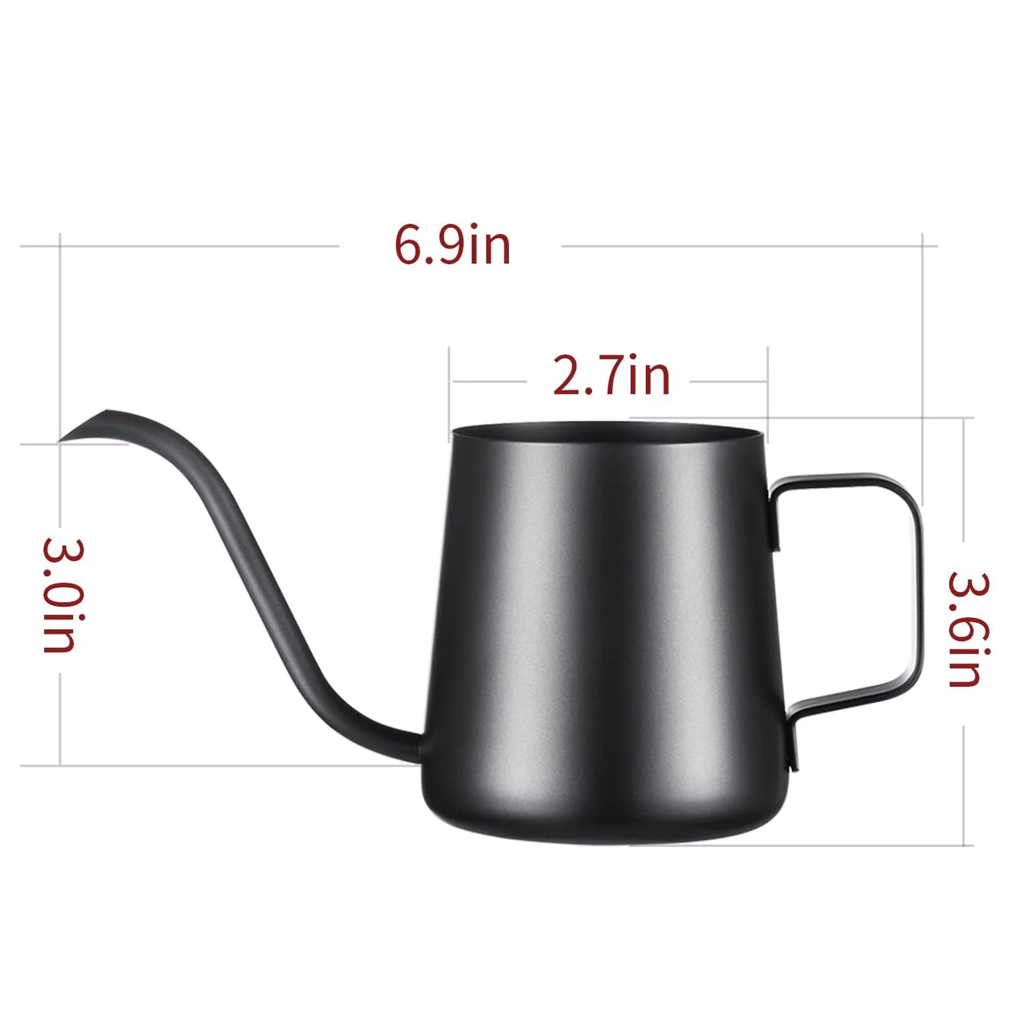 Baalaka 12oz Pour over Coffee Kettle, Gooseneck Spout, Hanging Ear Handle, Long Narrow Drip, Coffee & Tea Pot for Camping & Travel