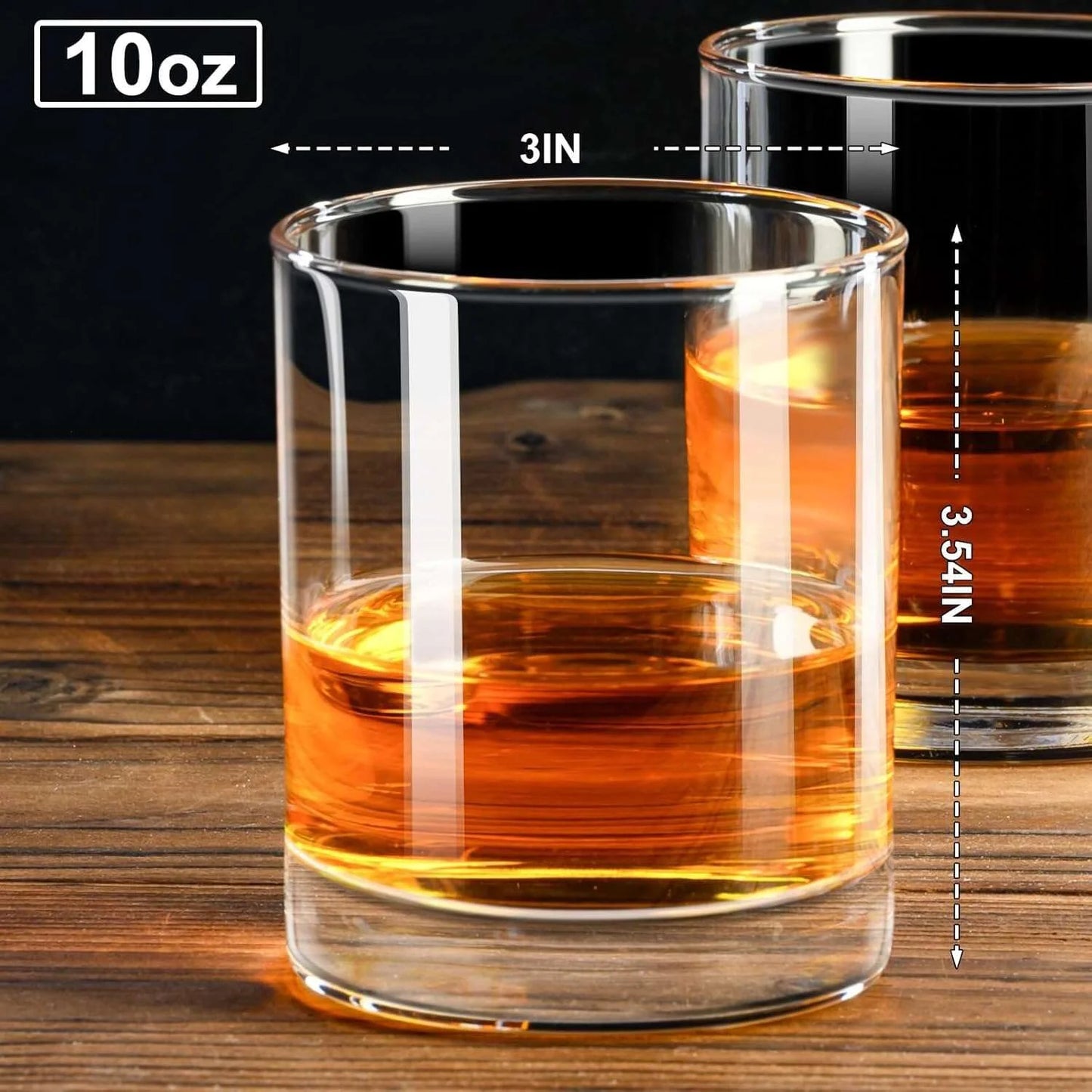 Baalaka 10oz Whiskey Glasses Set of 2, Old Fashioned Cocktail Glass