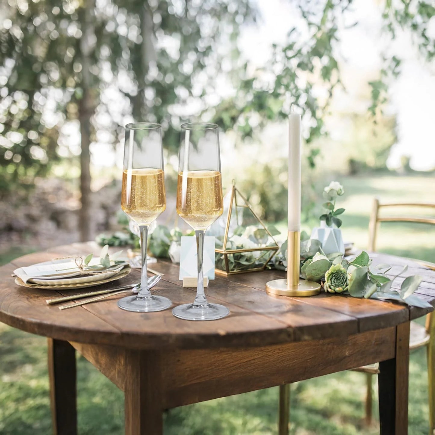 Baalaka Set of 2 Clear 8.5oz Champagne Flutes - Elegant Glass Gift for Weddings, Birthdays, Christmas, Sparkling Wine Glasses