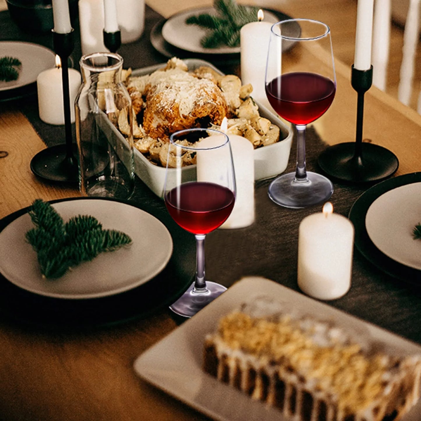 Baalaka Wine Glasses, 10oz Clear Stemmed, Red & White Wine, Set of 2 Perfect Gift