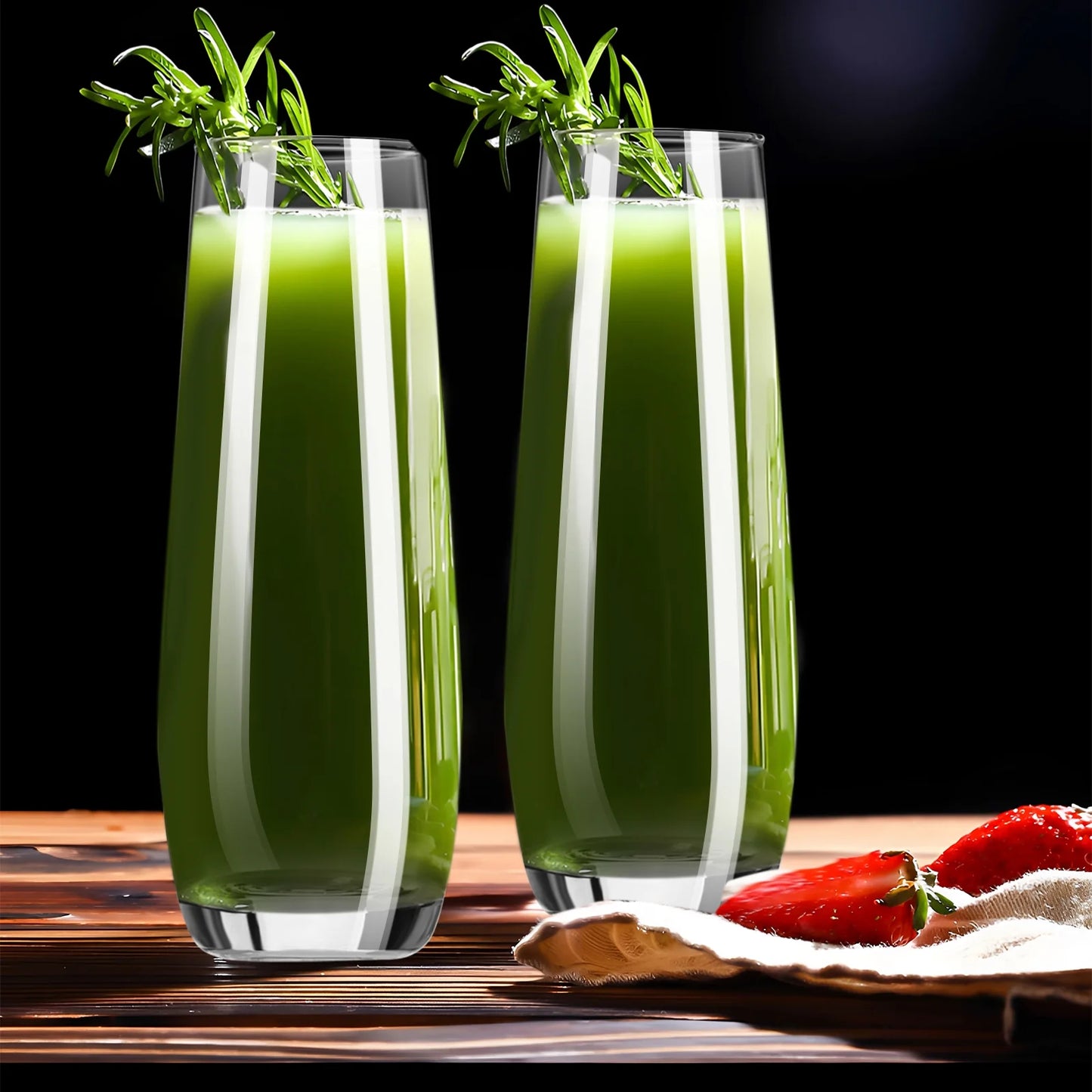 Baalaka Stemless Champagne Glasses Set of 4 - 8oz Lead-Free Glass for Weddings, Birthdays, Holidays