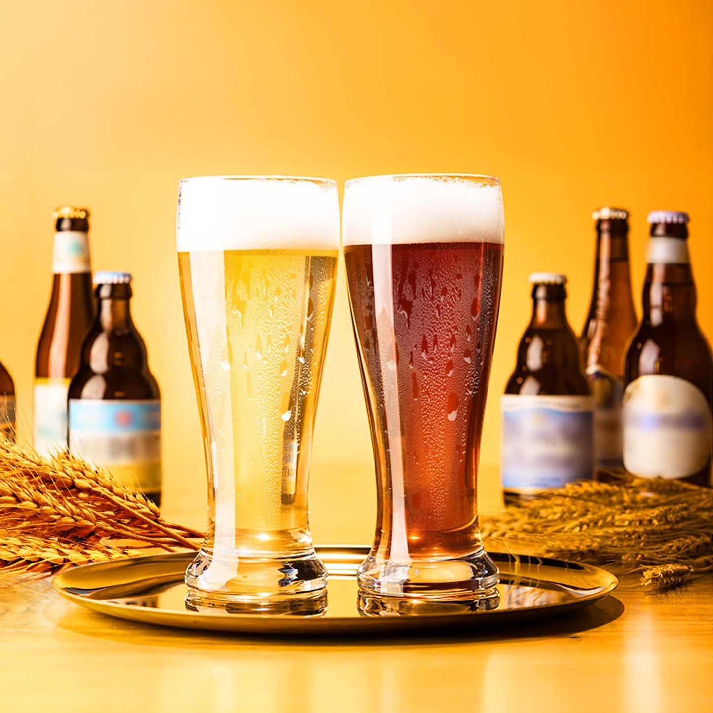 Baalaka 16 oz Beer Glasses Set of 2 - Pilsner & Wheat Glassware Gift for Men